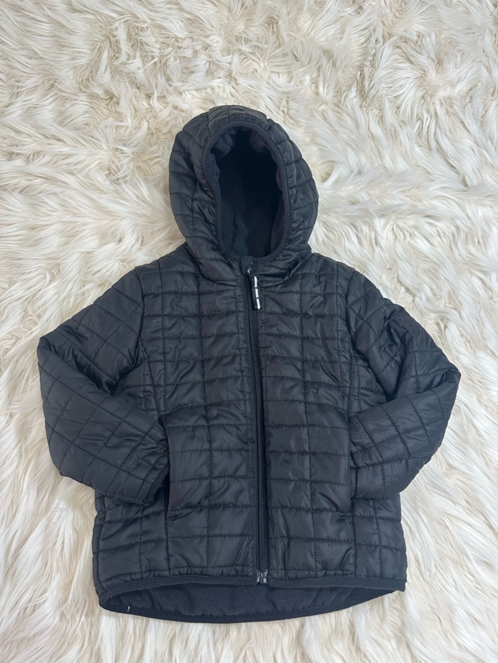 Cat & Jack Black Quilted Hooded Puffer Jacket